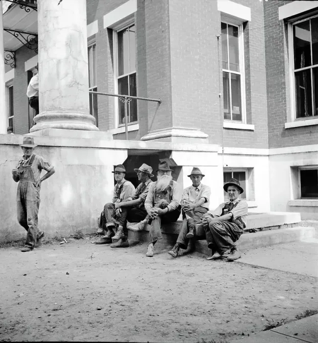 Framed Print : Saturday afternoon in front of the courthouse, Greenville [i.e. Greeneville], Tennessee, 1936. Creator: Dorothea Lange