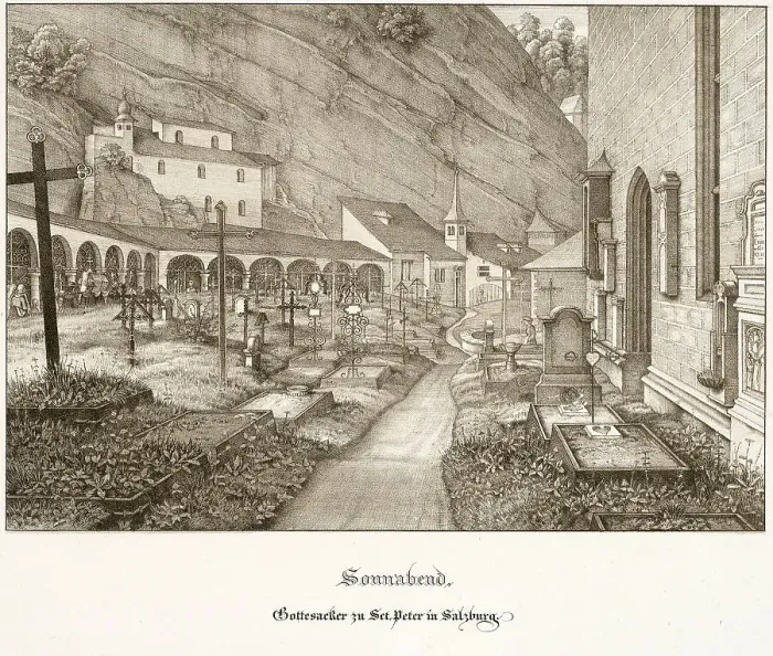 Framed Print : Saturday: Graveyard of St. Peter's in Salzburg, 1823. Creator: Ferdinand Olivier Framed Print : Saturday: Graveyard of St. Peter's in Salzburg, 1823. Creator: Ferdinand Olivier