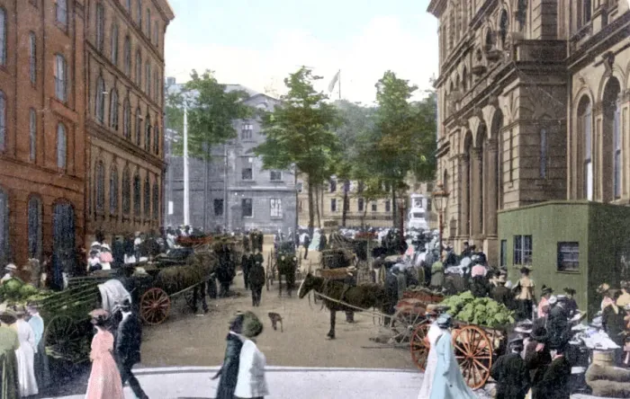 Framed Print : Saturday morning market, Halifax, Nova Scotia, Canada, c1900s Framed Print : Saturday morning market, Halifax, Nova Scotia, Canada, c1900s
