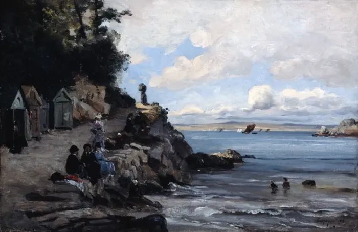 Framed Print : Saturday at the Womans Bathing Beach, 1876. Artist: Emmanuel Lansyer Framed Print : Saturday at the Womans Bathing Beach, 1876. Artist: Emmanuel Lansyer