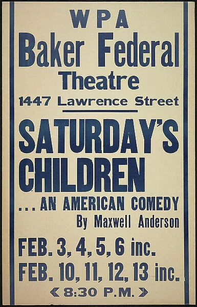 Saturday's Children, Denver, 1938. Creator: Unknown