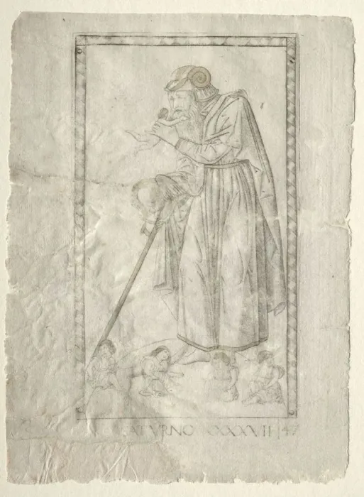 Framed Print : Saturn (from the Tarocchi, series A: Firmaments of the Universe, #47), before 1467 Framed Print : Saturn (from the Tarocchi, series A: Firmaments of the Universe, #47), before 1467