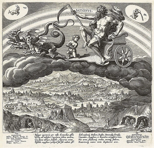 Saturn. (Planetarum effectus et eorum in signis zodiaci), 1585. Creator: Sadeler, Jan (Johannes), the Elder (1550-1600)