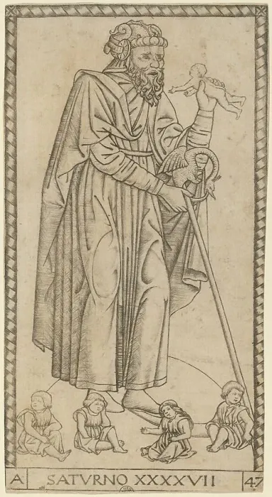 Framed Print : Saturno (Saturn), probably c. 1470. Creator: Master of the S-Series Tarocchi Framed Print : Saturno (Saturn), probably c. 1470. Creator: Master of the S-Series Tarocchi