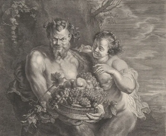 Framed Print : Satyr and Bacchante, ca. 1650-95. Creator: Alexander Voet Framed Print : Satyr and Bacchante, ca. 1650-95. Creator: Alexander Voet