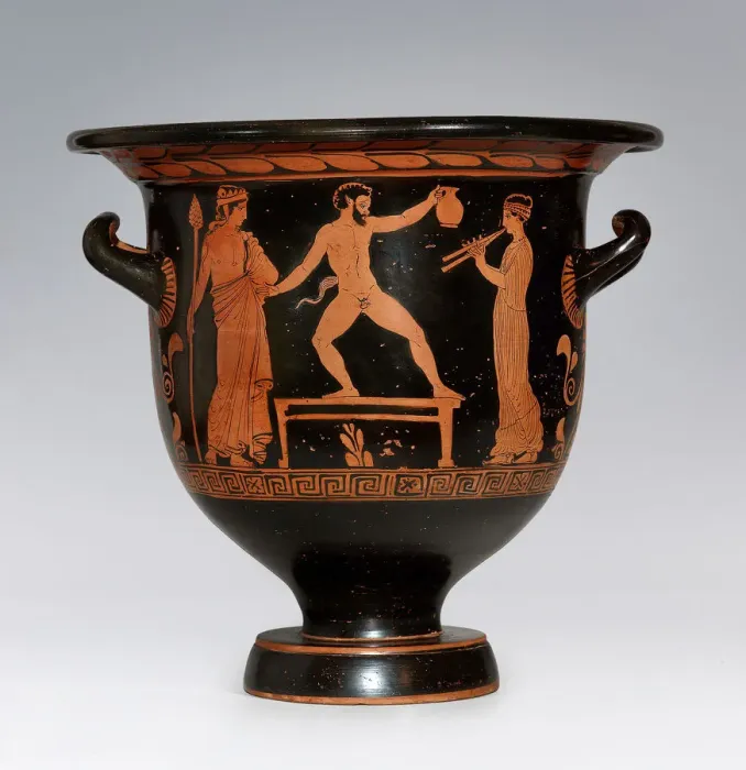 Framed Print : Satyr dancing (Apulian Krater), ca 420-410 BC. Creator: Sisyphus Painter (active c