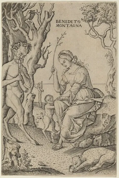 Framed Print : Satyr Family, c. 1512 / 1520. Creator: Benedetto Montagna Framed Print : Satyr Family, c. 1512 / 1520. Creator: Benedetto Montagna