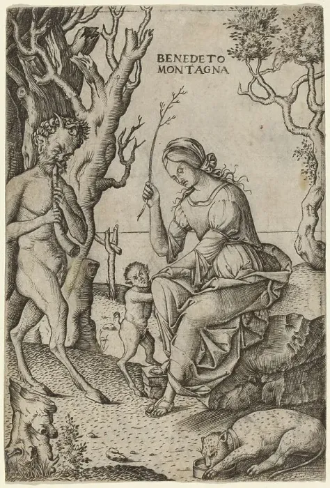 Framed Print : Satyr Family, c. 1512 / 1520. Creator: Benedetto Montagna Framed Print : Satyr Family, c. 1512 / 1520. Creator: Benedetto Montagna