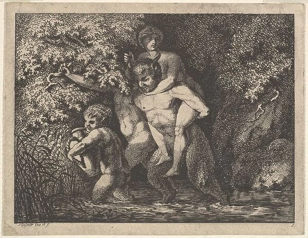 Satyr family, on the move, 18th Century. Creator: Salomon Gessner