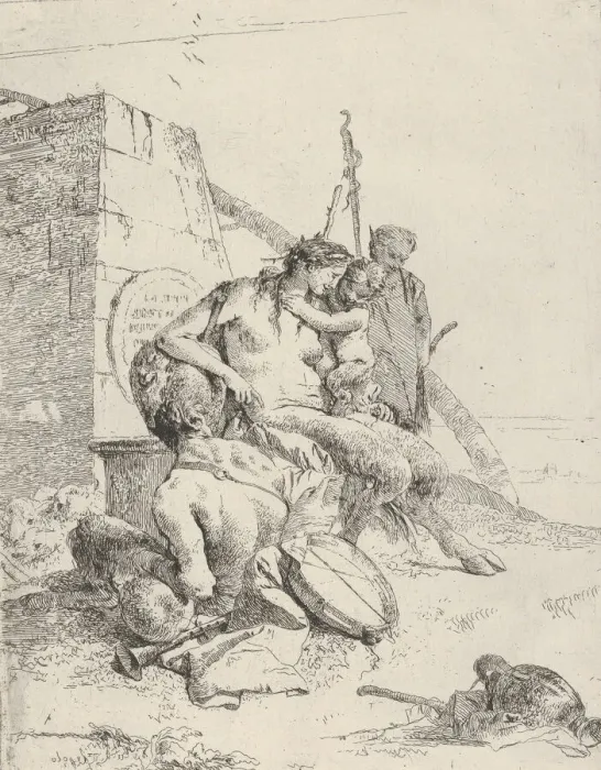 Framed Print : Satyr Family with the Obelisk, from the Scherzi, ca. 1743-50 Framed Print : Satyr Family with the Obelisk, from the Scherzi, ca. 1743-50