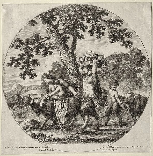 A Satyr Family Traveling. Creator: Stefano Della Bella (Italian, 1610-1664)