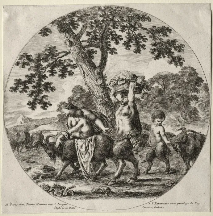 Framed Print : A Satyr Family Traveling. Creator: Stefano Della Bella (Italian, 1610-1664) Framed Print : A Satyr Family Traveling. Creator: Stefano Della Bella (Italian, 1610-1664)