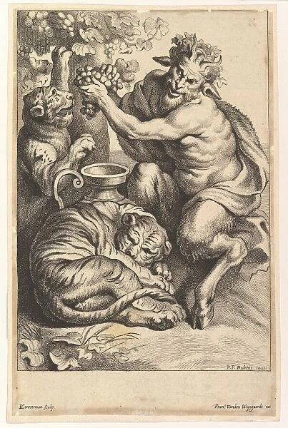 Satyr with Grapes and Two Tigers, 1614-1679. Creator: Lucas Vorsterman II