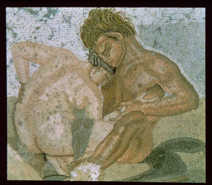 Framed Print : Satyr and Maenad. Mosaic from the House of the Faun Framed Print : Satyr and Maenad. Mosaic from the House of the Faun