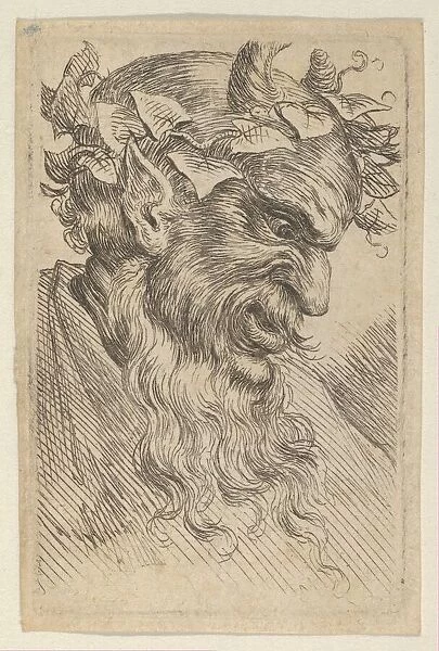 Satyr Mask with a Crown of Ivy, Facing Right, from Divers Masques, ca. 1635-45