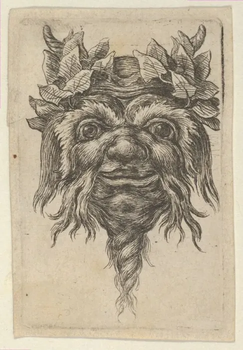 Framed Print : Satyr Mask with a Spiral-Shaped Beard and Ivy Grouped Around Each Horn, from Divers Framed Print : Satyr Mask with a Spiral-Shaped Beard and Ivy Grouped Around Each Horn, from Divers