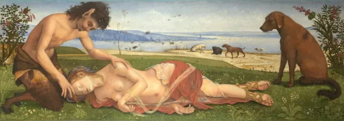 Framed Print : A Satyr mourning over a Nymph, c. 1495. Artist: Piero di Cosimo (ca 1462-ca 1521) Framed Print : A Satyr mourning over a Nymph, c. 1495. Artist: Piero di Cosimo (ca 1462-ca 1521)