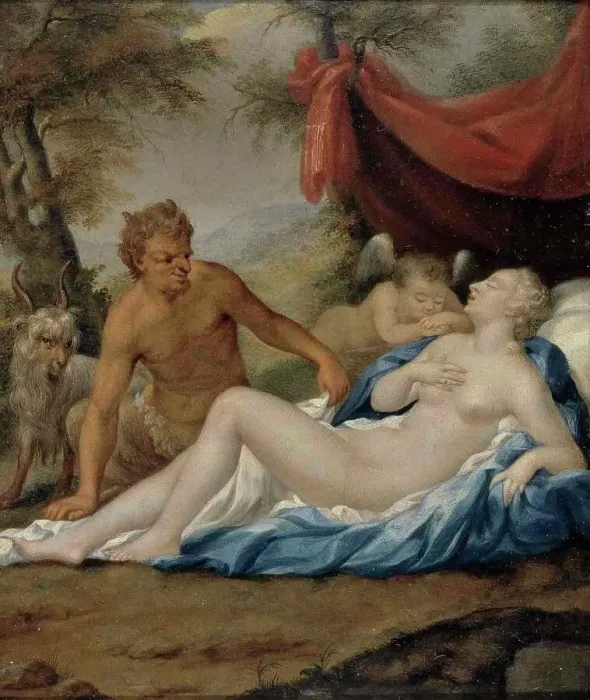 Framed Print : Satyr and nymph (Jupiter and Antiope). Creator: Andreas von Behn Framed Print : Satyr and nymph (Jupiter and Antiope). Creator: Andreas von Behn