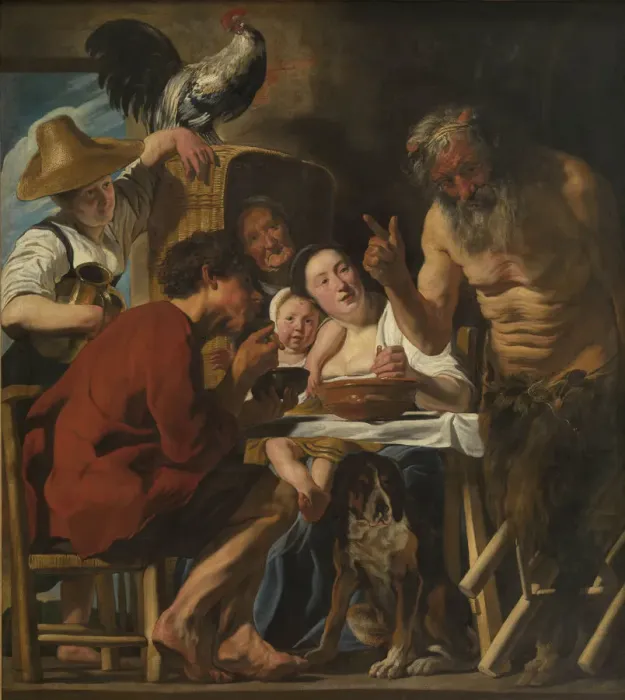 Framed Print : Satyr and peasant family. Artist: Jordaens, Jacob (1593-1678) Framed Print : Satyr and peasant family. Artist: Jordaens, Jacob (1593-1678)