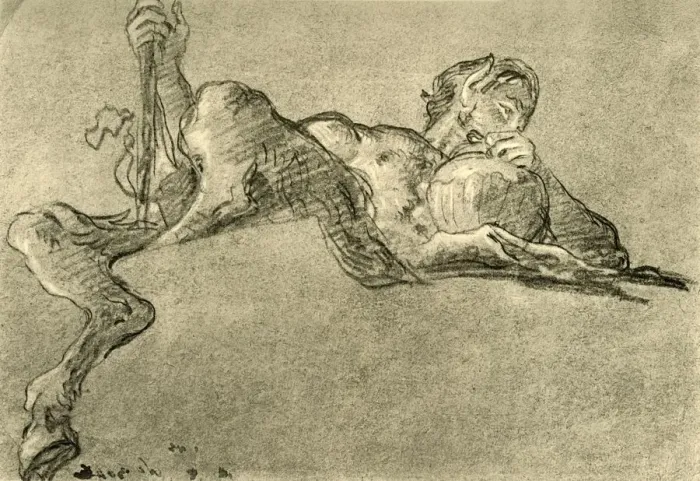 Framed Print : Satyr with wine jug, c1761, (1928). Artist: Giovanni Battista Tiepolo Framed Print : Satyr with wine jug, c1761, (1928). Artist: Giovanni Battista Tiepolo