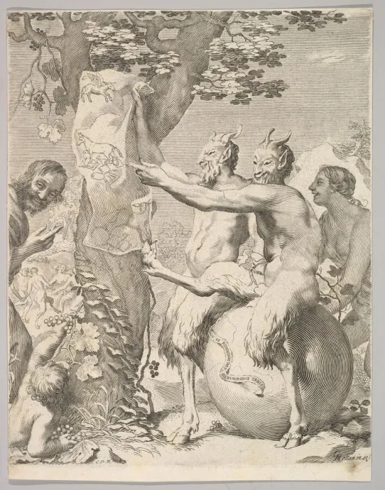 Framed Print : Satyrs, before 1645. Creator: Claude Mellan Framed Print : Satyrs, before 1645. Creator: Claude Mellan
