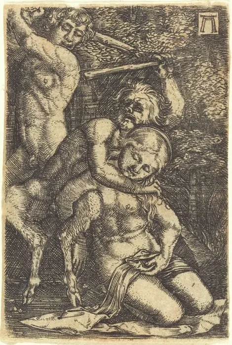 Framed Print : Two Satyrs Fighting about a Nymph, c. 1520 / 1525. Creator: Albrecht Altdorfer Framed Print : Two Satyrs Fighting about a Nymph, c. 1520 / 1525. Creator: Albrecht Altdorfer