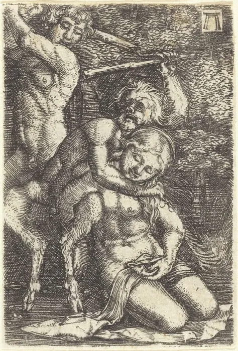 Framed Print : Two Satyrs Fighting about a Nymph, c. 1520 / 1525. Creator: Albrecht Altdorfer Framed Print : Two Satyrs Fighting about a Nymph, c. 1520 / 1525. Creator: Albrecht Altdorfer