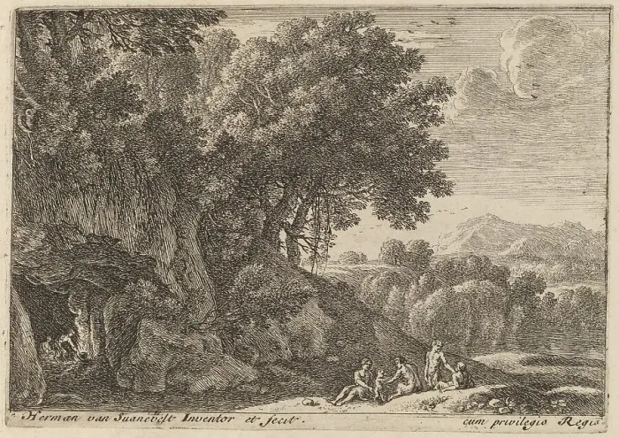 Framed Print : Satyrs around a Fire. Creator: Herman van Swanevelt Framed Print : Satyrs around a Fire. Creator: Herman van Swanevelt