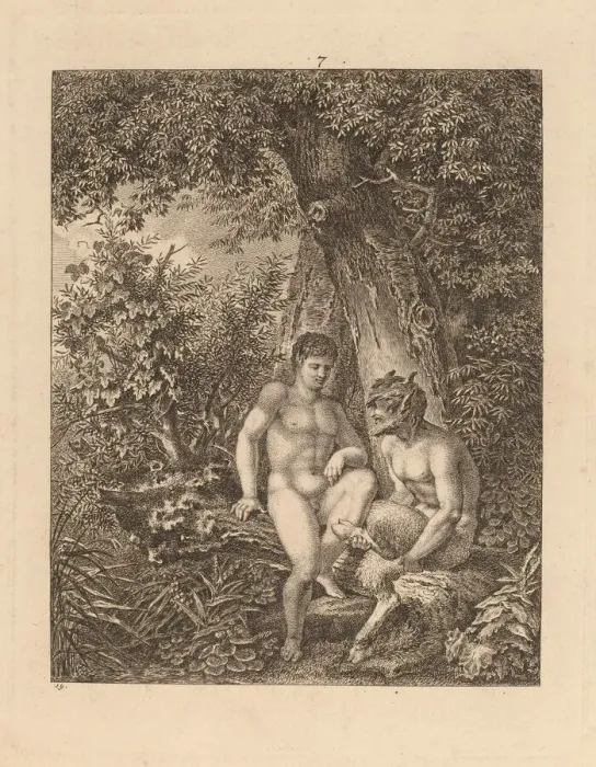 Framed Print : Two Satyrs in a Forest, 1777. Creator: Salomon Gessner Framed Print : Two Satyrs in a Forest, 1777. Creator: Salomon Gessner