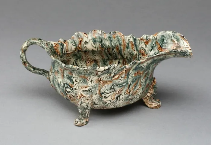 Framed Print : Sauceboat, Staffordshire, 1750  /  59. Creator: Staffordshire Potteries