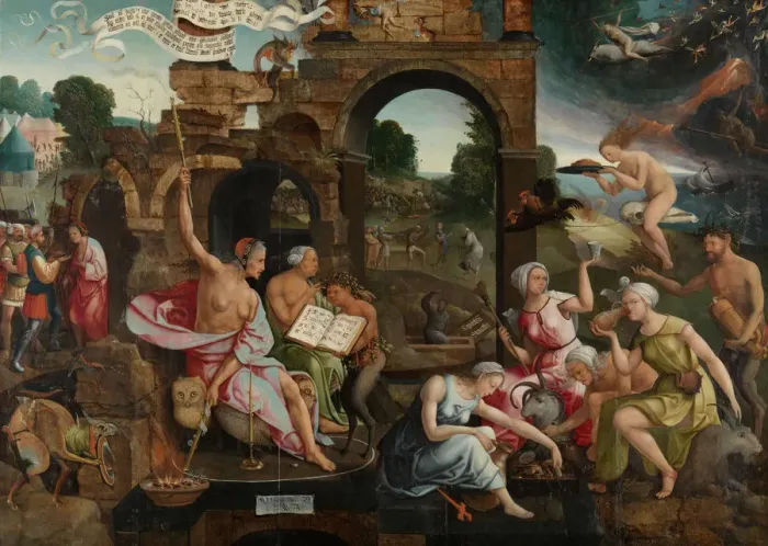 Framed Print : Saul and the Witch of Endor, 1526. Artist: Cornelisz van Oostsanen, Jacob (ca. 1470-1533) Framed Print : Saul and the Witch of Endor, 1526. Artist: Cornelisz van Oostsanen, Jacob (ca. 1470-1533)