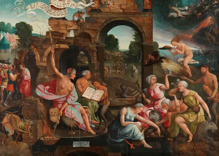 Framed Print : Saul and the Witch of Endor, 1526. Creator: Jacob Cornelisz. van Oostsanen Framed Print : Saul and the Witch of Endor, 1526. Creator: Jacob Cornelisz. van Oostsanen