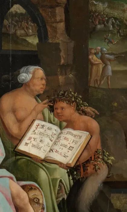 Framed Print : Saul and the Witch of Endor. Detail: Grimoire, 1526. Artist: Cornelisz van Oostsanen, Jacob (ca. 1470-1533) Framed Print : Saul and the Witch of Endor. Detail: Grimoire, 1526. Artist: Cornelisz van Oostsanen, Jacob (ca. 1470-1533)