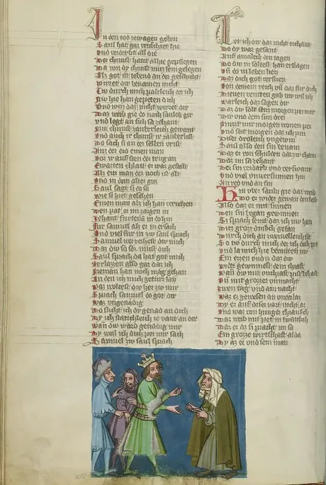 Framed Print : Saul and the Witch of Endor; Weltchronik, about 1400-1410. Creator: Unknown Framed Print : Saul and the Witch of Endor; Weltchronik, about 1400-1410. Creator: Unknown