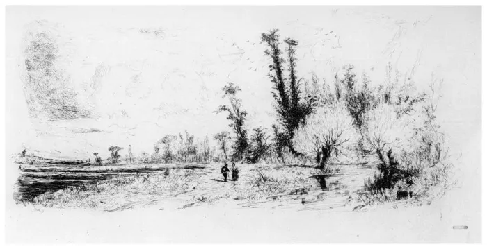 Framed Print : Saulaie des Environs de Paris, c1820-1870, (1924). Artist: Paul Huet Framed Print : Saulaie des Environs de Paris, c1820-1870, (1924). Artist: Paul Huet