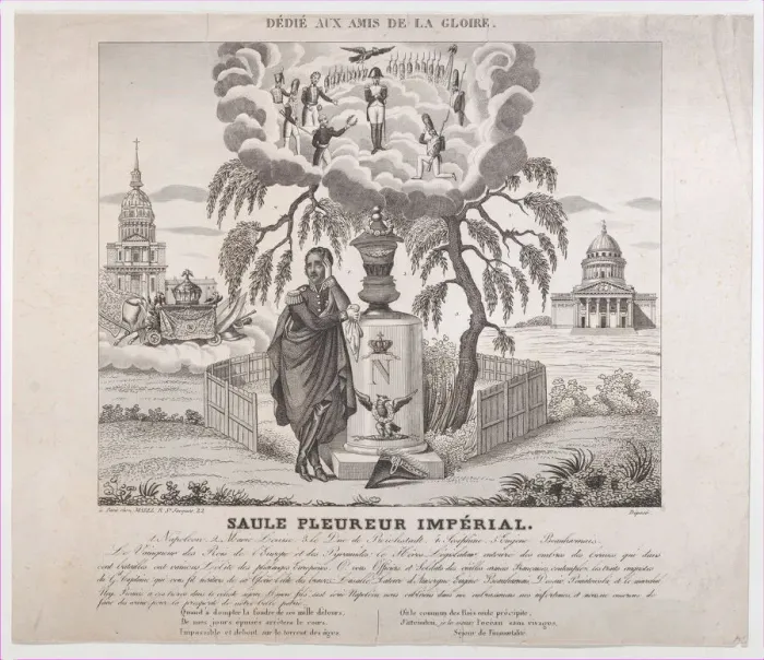 Framed Print : Saule Pleureur Imperiale with hidden silhouettes of Napoleon and his family, 1830-50. 1830-50. Creator: Anon Framed Print : Saule Pleureur Imperiale with hidden silhouettes of Napoleon and his family, 1830-50. 1830-50. Creator: Anon