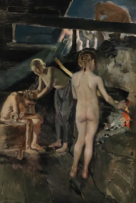 Framed Print : In the Sauna, 1889. Creator: Akseli Gallen-Kallela Framed Print : In the Sauna, 1889. Creator: Akseli Gallen-Kallela