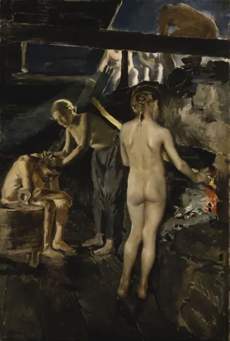 Framed Print : In the Sauna. Artist: Gallen-Kallela, Akseli (1865-1931) Framed Print : In the Sauna. Artist: Gallen-Kallela, Akseli (1865-1931)