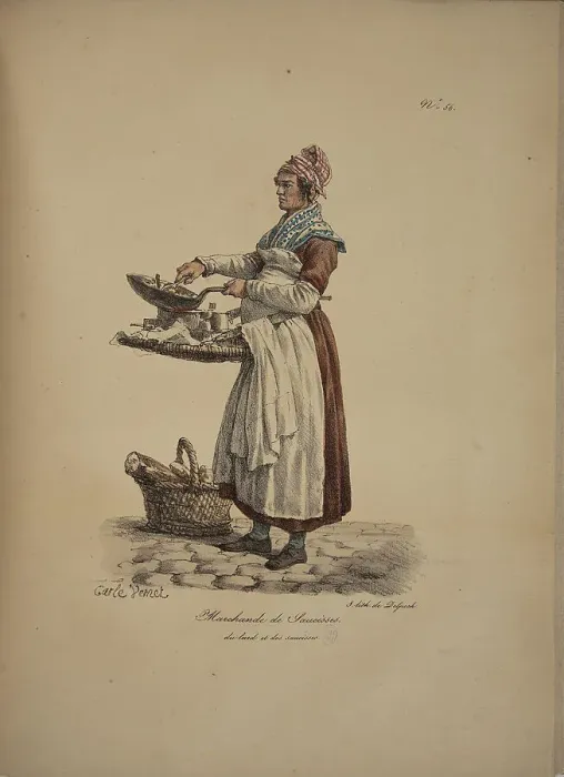 Framed Print : Sausage seller. From the Series Cris de Paris (The Cries of Paris), 1815. Creator: Vernet, Carle (1758-1836). Sausage seller. From the Series Cris de Paris (The Cries of Paris), 1815. Creator: Vernet, Carle (1758-1836) Framed Print : Sausage seller. From the Series Cris de Paris (The Cries of Paris), 1815. Creator: Vernet, Carle (1758-1836). Sausage seller. From the Series Cris de Paris (The Cries of Paris), 1815. Creator: Vernet, Carle (1758-1836)