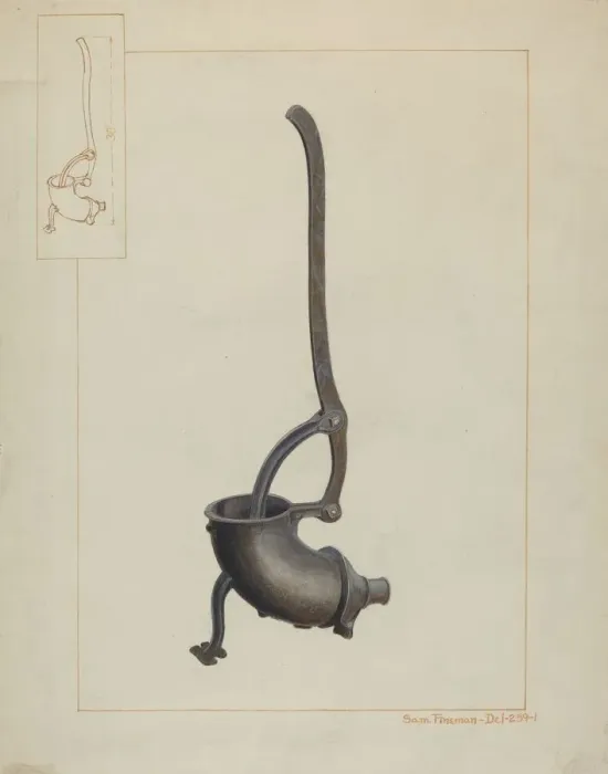Framed Print : Sausage Stuffer, 1935 / 1942. Creator: Samuel Fineman Framed Print : Sausage Stuffer, 1935 / 1942. Creator: Samuel Fineman