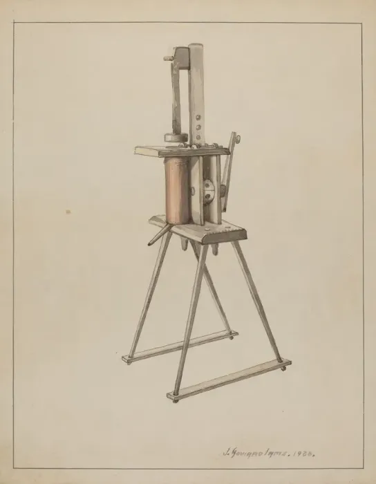 Framed Print : Sausage Stuffer, 1936. Creator: J. Howard Iams Framed Print : Sausage Stuffer, 1936. Creator: J. Howard Iams