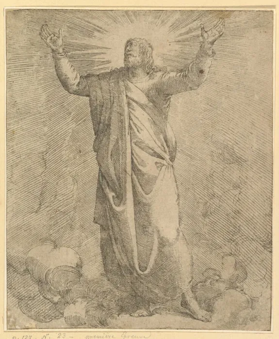Framed Print : The Saviour Covered in a Large Cloak. Creator: Battista Franco Veneziano Framed Print : The Saviour Covered in a Large Cloak. Creator: Battista Franco Veneziano