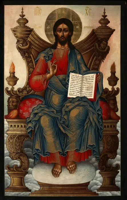 Framed Print : The Saviour Enthroned, 1762. Artist: Soplyakov, Mikhail Alexeyevich (1722-1799) Framed Print : The Saviour Enthroned, 1762. Artist: Soplyakov, Mikhail Alexeyevich (1722-1799)
