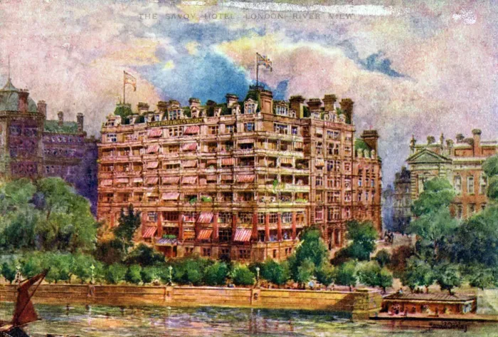 Framed Print : The Savoy Hotel as seen from the River Thames, London, 1905. Artist: William Harold Oakley Framed Print : The Savoy Hotel as seen from the River Thames, London, 1905. Artist: William Harold Oakley