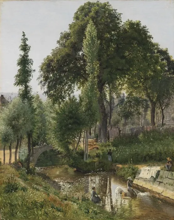 Framed Print : Savoy Landscape. Women Washing Clothes in the River, 1850. Creator: Vilhelm Kyhn Framed Print : Savoy Landscape. Women Washing Clothes in the River, 1850. Creator: Vilhelm Kyhn