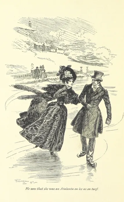 Framed Print : He saw that she was an Atalanta on ice as on turf, 1896. Creator: Frederick Henry Townsend Framed Print : He saw that she was an Atalanta on ice as on turf, 1896. Creator: Frederick Henry Townsend