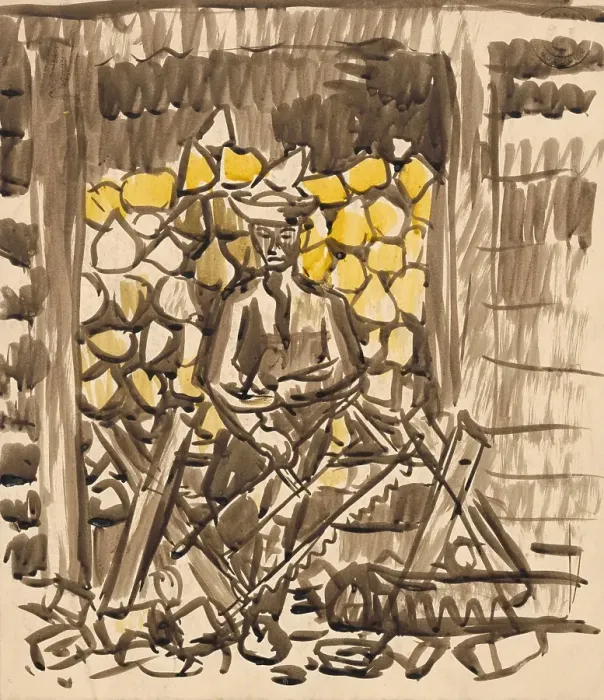 Framed Print : Sawing wood, 1940-1944. Creator: Arnold Peter Weisz-Kubincan Framed Print : Sawing wood, 1940-1944. Creator: Arnold Peter Weisz-Kubincan