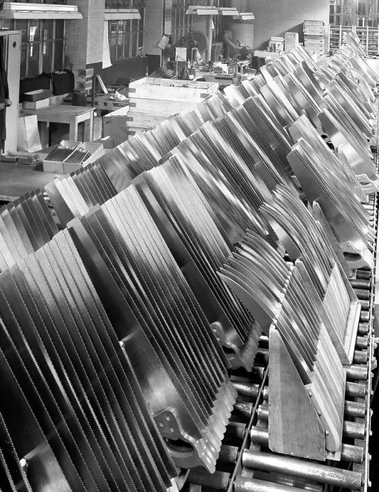 Framed Print : Saws in racks ready for distribution, Spear & Jackson, Sheffield, South Yorkshire, 1966 Framed Print : Saws in racks ready for distribution, Spear & Jackson, Sheffield, South Yorkshire, 1966