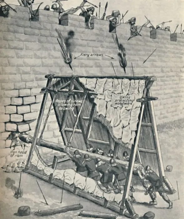 Framed Print : Saxons Battering Down A City Wall, c1934 Framed Print : Saxons Battering Down A City Wall, c1934