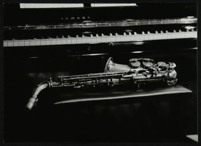 Framed Print : Saxophone and piano, The Fairway, Welwyn Garden City, Hertfordshire, 7 May 2000. Artist Framed Print : Saxophone and piano, The Fairway, Welwyn Garden City, Hertfordshire, 7 May 2000. Artist